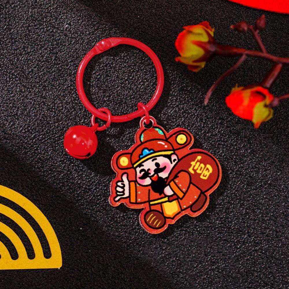 Creative The God of Wealth Keychain Lucky Chinese Style Keyring The God of Fortune Pendant  Unisex