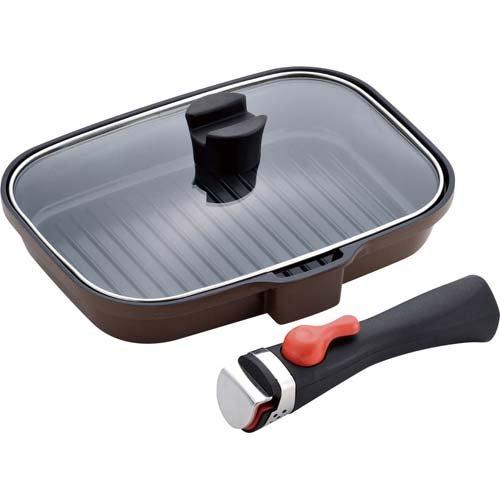 

Wahei Freiz Marrone Chef Square Frying Pan, Small, 17 x 25cm, with Detachable Handle, MM-9438