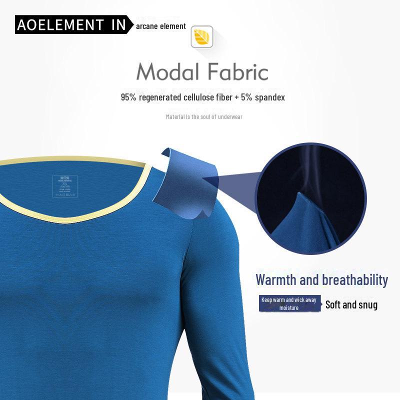 Men's Slim-Fit Thermal Round Neck Shirt - Lightweight Autumn Layer