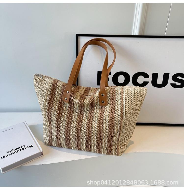 

Large capacity straw bag women s 204 summer new fashion woven shoulder tote bag versatile portable beach bag хаки
