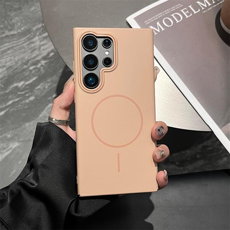Ultra Thin Matte Magsafe Phone Case for Samsung Galaxy S25 S24 S23 Ultra Plus Contrast Color Lens Shockproof Magnetic PC Cover