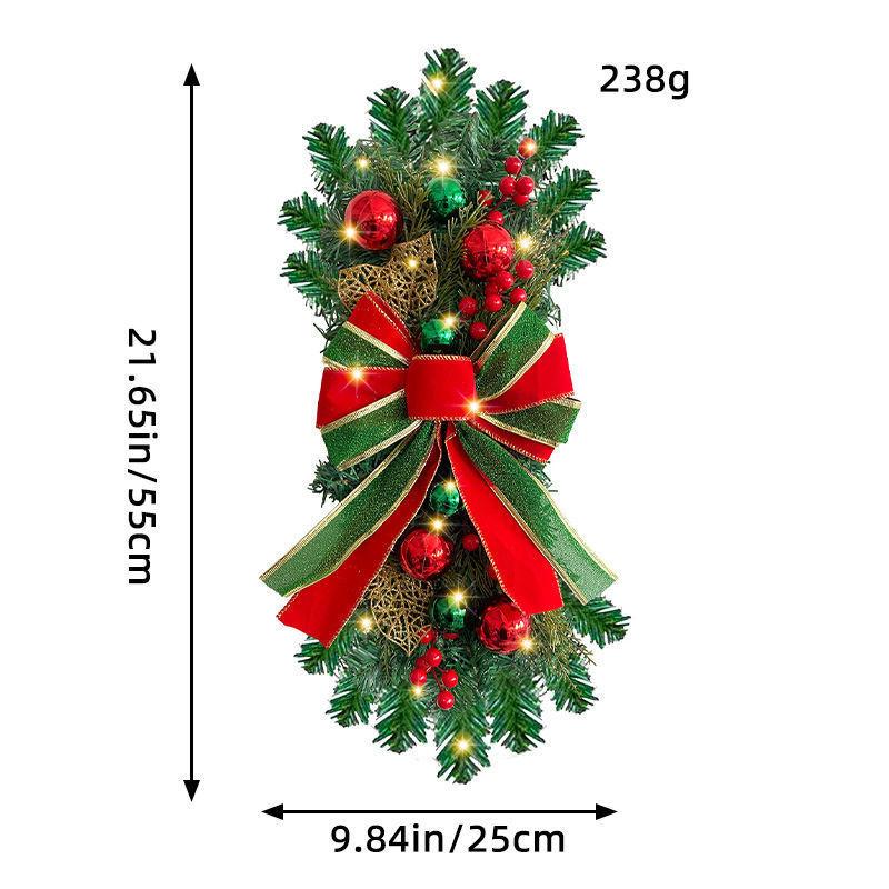 Weihnachtskranz Rattan Türvorhang Anhänger Zuhause LED Leuchtend Treppe Über Kopf Dekorativ Türhänger Weihnachtsdekorationen
