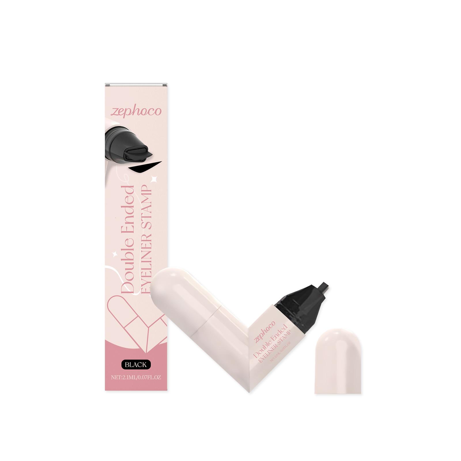 

Rotating Eyeliner Stamp Pen Waterproof Sweat-Proof Integrated Black Brown Dual-Head Triangular Tip Symmetric Liquid Eyeliner Pen чорний