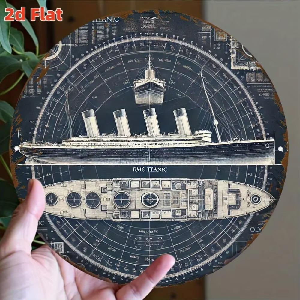 

RMS Titanic Ship Blueprint Metal Wall Art Blueprint Decor Historical Gift Home Decor 40x30cm білий