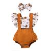Infant Baby Girls Ruffle Snakeskin Printed Backless Romper Bodysuit+Headbands