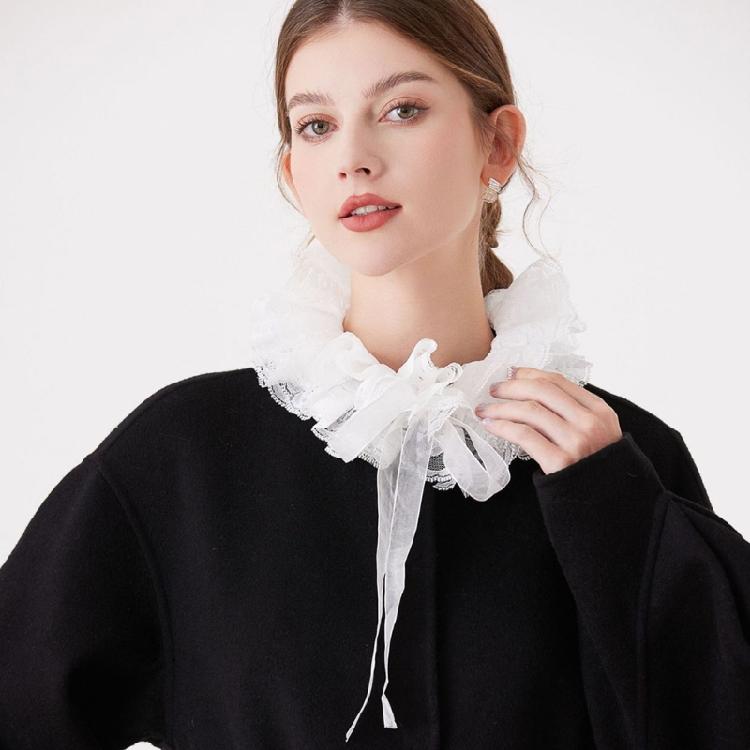 Delicate Double Layer Lace Detachable Collar And Removable False Sleeve Set For Blouses Dresses Adjustable Tie Design