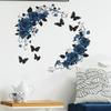 Big Blue Rose Flowers Butterfly Wall Sticker For Living Room Tv Background Decor Decoration Mural Bathroom Wall Home Decor