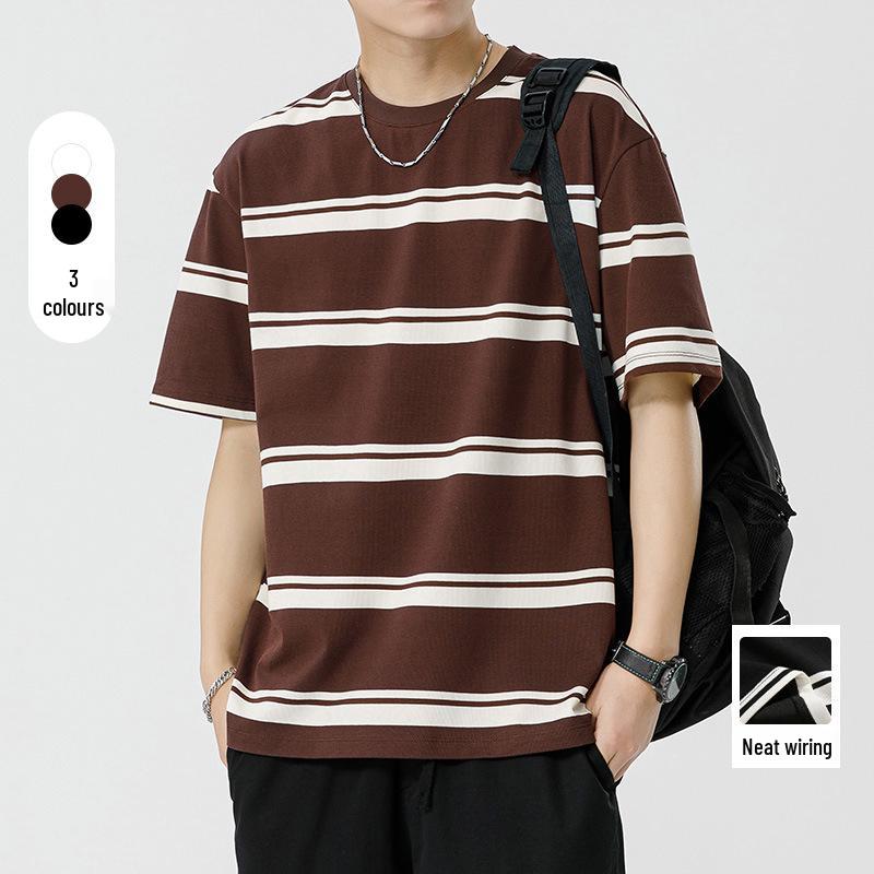 Kunhai Pengyun Men's Japanese Striped Short-Sleeve Casual T-Shirt