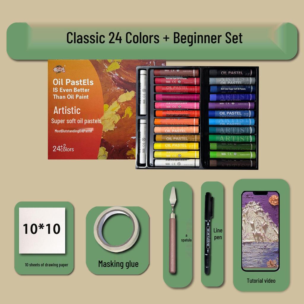48-Color Super Soft Oil Pastels Set with Scraper - Child's Painting Kit