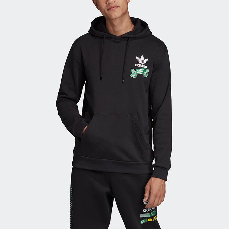 Adidas Originals Sudadera con Capucha Copo de Nieve Trébol Hombre Tops Negro FP7702