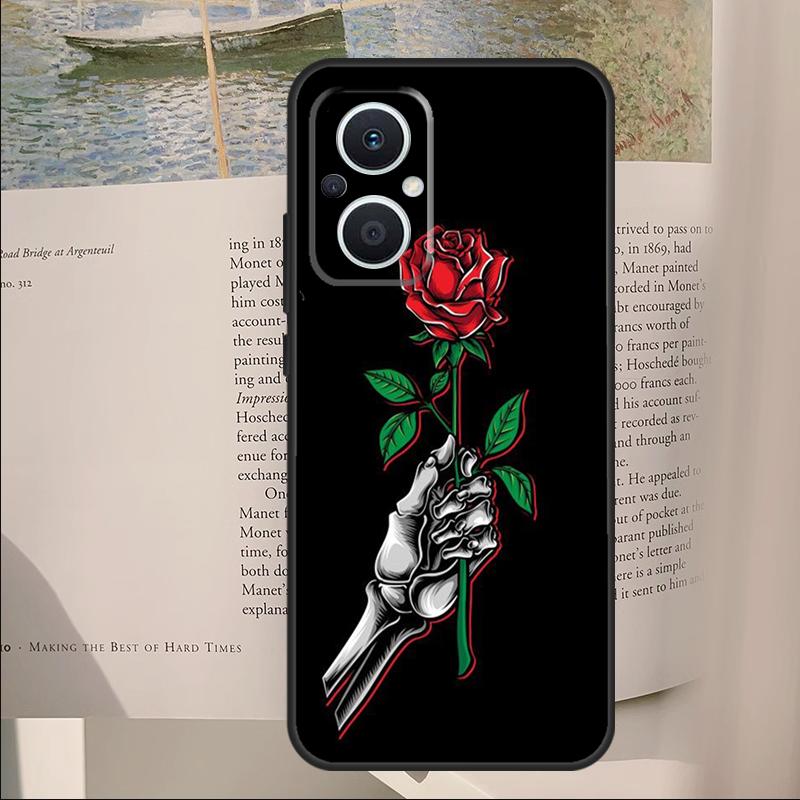 

Skeleton Hand Rose Gothic Cover For OPPO Reno 14F 11F 12F 13F 10 11 12 13 14 Pro 7 8 Lite OPPO Find X6 X8 X9 Pro Case OPPO Reno10 Pro