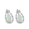 Elegant Retro Hetian Jade Leaf Wreath Earrings - Light Luxury Ancient Style Dangle Studs for Women