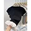 8073 #Special 40 Cotton Threaded, Lace Lace Age-reducing Short-sleeved T-shirt for Women