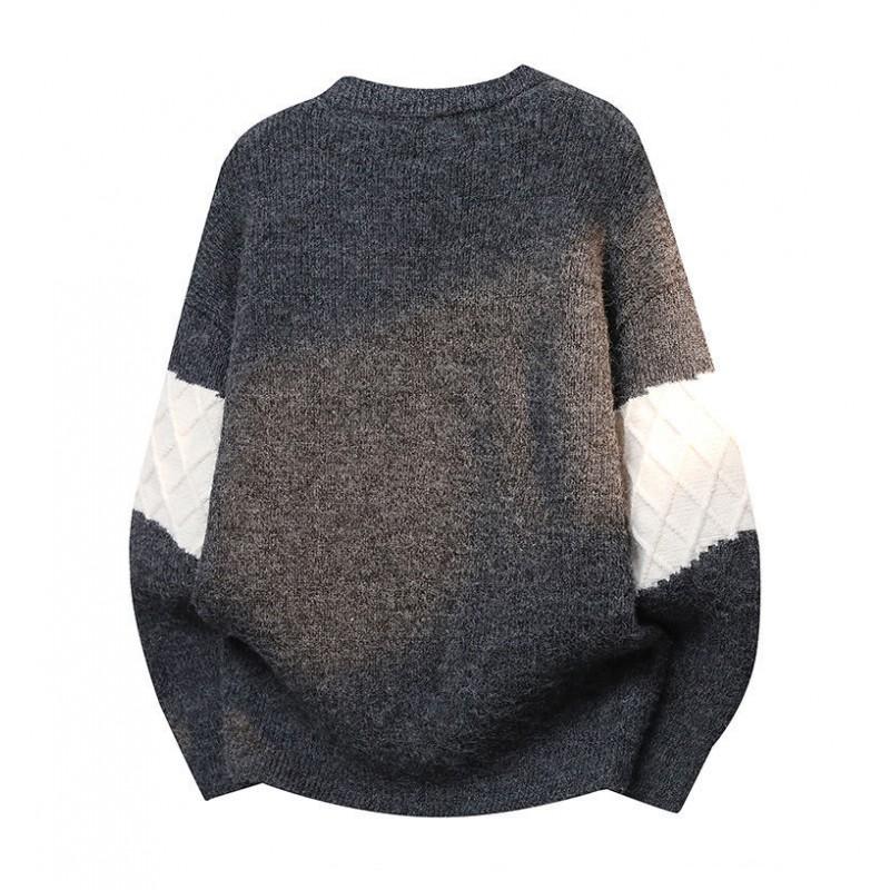 Unisex Knit Sweater Round Neck Long Sleeve Casual Thick Pullover Youth Adult Loose Fit Rabbit Hair Blend