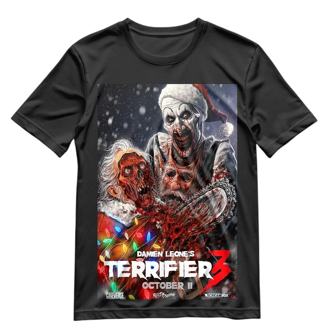 Art the Clown T Shirt Art Chainsaws Santa The Terrifier 3 Graphic Shirt S-3XL Te XL