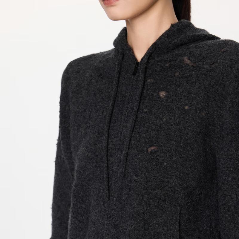 JNBY 2024 Winter Hooded Wool Blend Knit Sweater