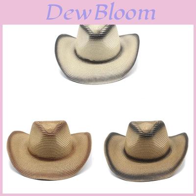 Cowboy Style Straw Hat With Wide Brim For Outdoor Sun Protection And Casual Wear