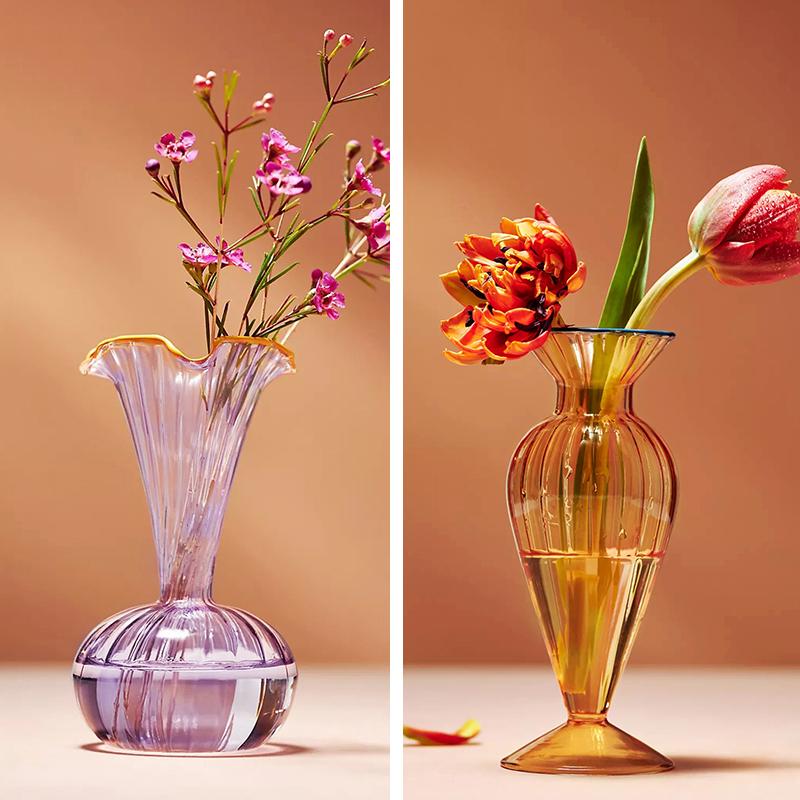 1ks květináč v evropském stylu Skleněná váza Obývací pokoj Barevná skleněná váza na květiny Vintage Bytové dekorace Ornamenty Kreativní