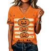 Women's Casual V-Neck Loose Fit Halloween Printed T-Shirt