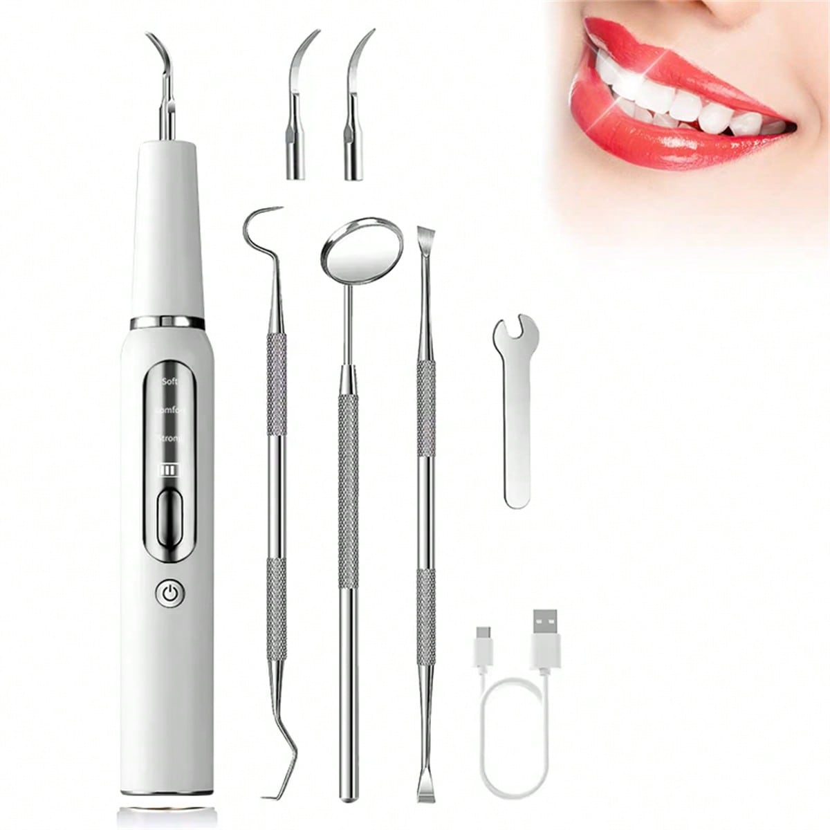 

Электрический набор для чистки полости рта, Чистящий флоссер со сменными насадками для зубной щетки, Водонепроницаемый набор для зубной щетки для дома и путешествий белый