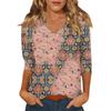 Women's Casual Fashion Sexy Comfortable V-Neck Floral Seven Sleeve Top