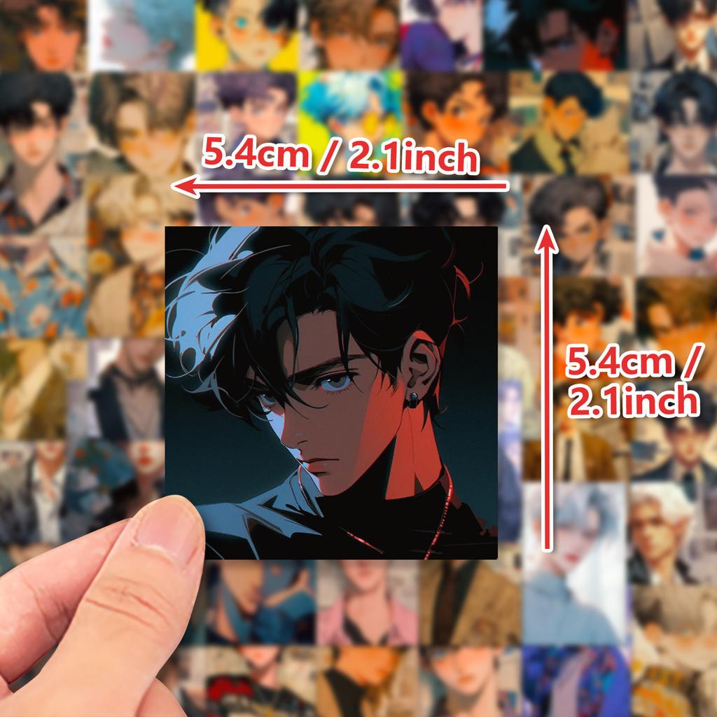 50 Handsome Boys Stickers Cartoon Wind Men'S Head Notebook Water Cup Stickers Waterproof Stickers