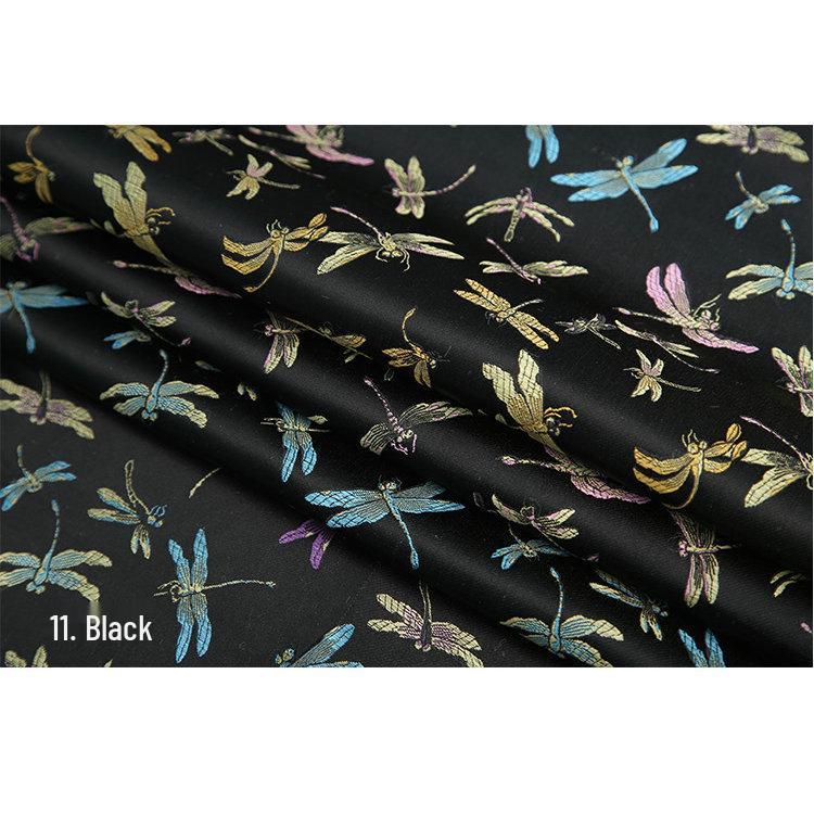 High-Density Nylon Dragonfly Jacquard Cheongsam Fabric - Chinese Silk Satin Hanfu for Children's Brocade