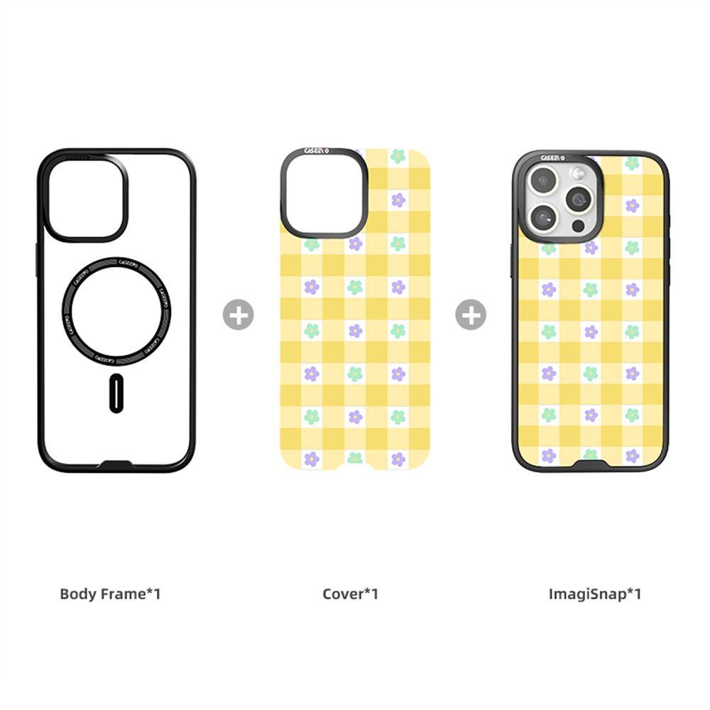 CASEEVO For iPhone 16 Pro Max Case Compatible with MagSafe TPU Acrylic Magnetic Phone Cover with Detachable Grid Backplate