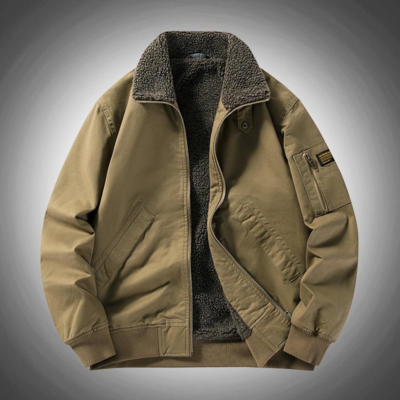 Podzimní a zimní sametově zesílená bunda pro běžné nošení Pánská tepelně odolná bunda proti opotřebení