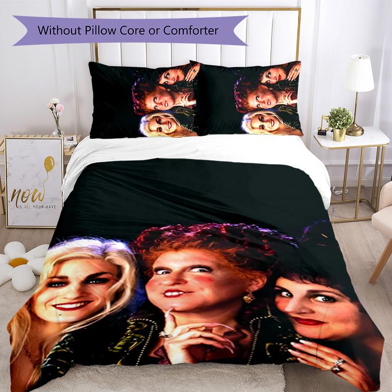 Hocus Pocus 3pcs Bedding Set Duvet Cover Closure Includes 1 Duvet Cover & 2 Pillowcases for All Seasons Bedroom Home Dorm Decor