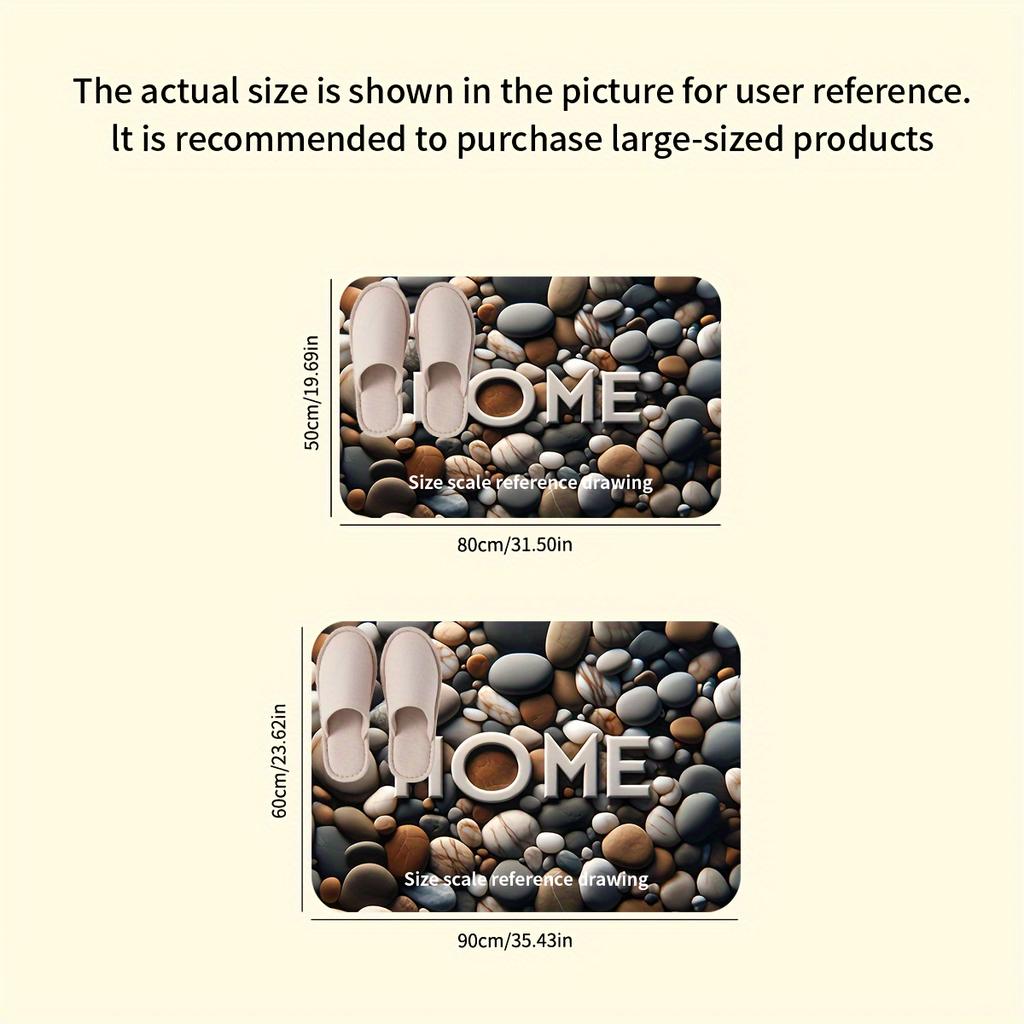 Flanell-Bodenmatte mit Kieselsteinmuster, rutschfeste Schaumstoffrückseite mit Anti-Ermüdungs-Design, weicher Teppich für Innen- und Außeneingang Dekoration