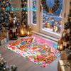 Colorful Gingerbread House Christmas Doormat, Non-Slip and Washable Entryway Rug, Absorbent Bathroom Mat, Home Decor