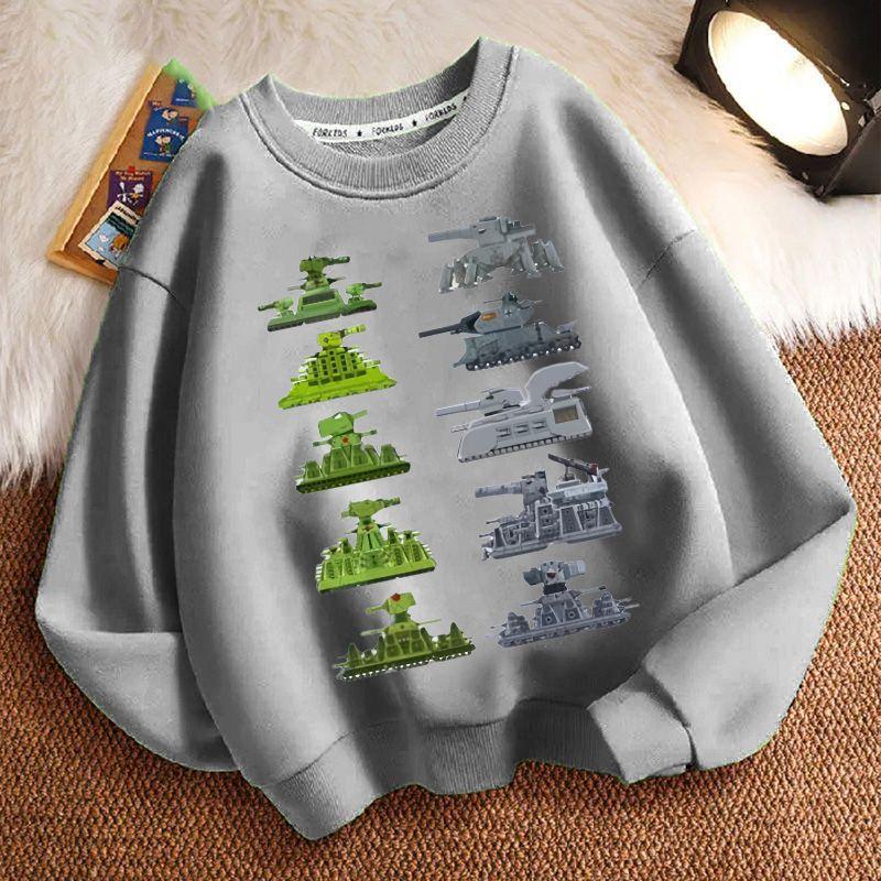 Children's Fashion Tank Sweatshirt for Autumn and Winter, Loose Long-sleeved Sweatshirts for Boys and Girls