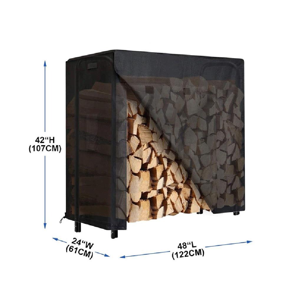 Outdoor Firewood Log Rack Cover 4FT Waterproof Oxford Fabric with Easy Adjustment and Ventilation for Firewood Care