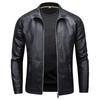 Veste en Cuir PU à Col Montant Veste de Mode pour Homme Veste Décontractée en Cuir PU pour Homme Coupe Slim Version Coréenne Vêtements pour Homme