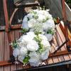 30/40cm White Baby Breath Rose green leaf Artificial Flower Ball Wedding Table Centerpiece Deco Floral Event Party Prop