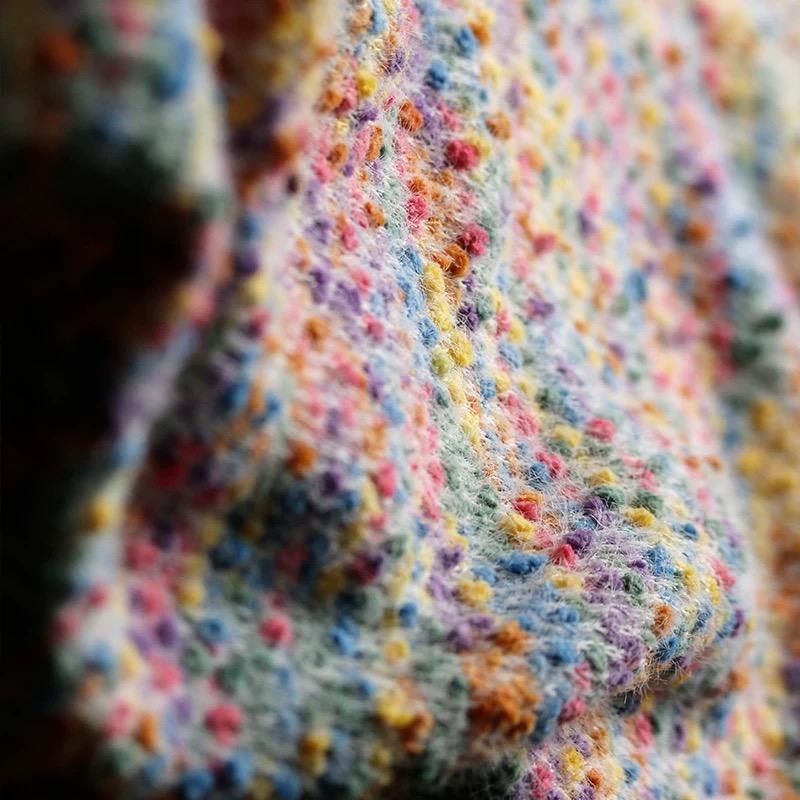 Colorful 3D Polka Dot Plush Texture Knitted Fabric Autumn Winter Coat Dress DIY Sewing Material Background Decoration Cloth
