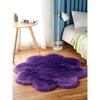Burgundy Plum Blossom Plush Carpet, Round Wool Living Room Bedroom Bedside Floor Mat