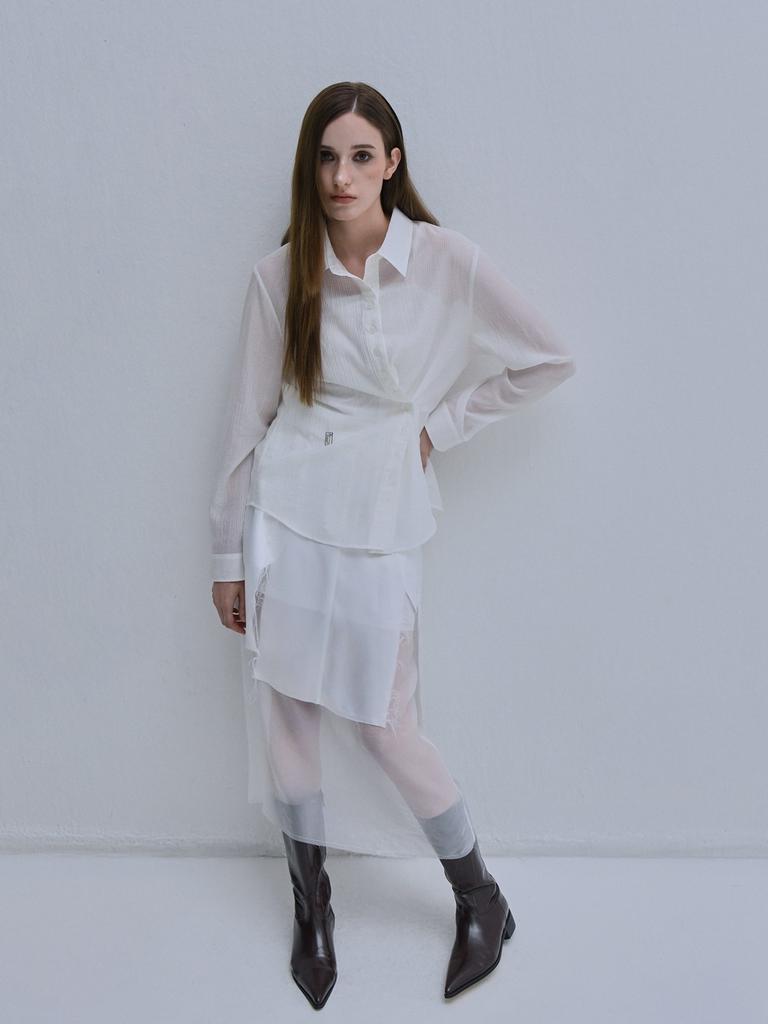 Iteoneollain X-Ray Satin Skirt _White