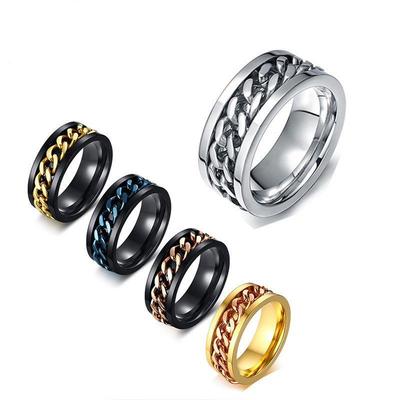 Stainless Steel Rotating Ring, Men's Titanium Decompression Index Finger Ring, European & American Style R016