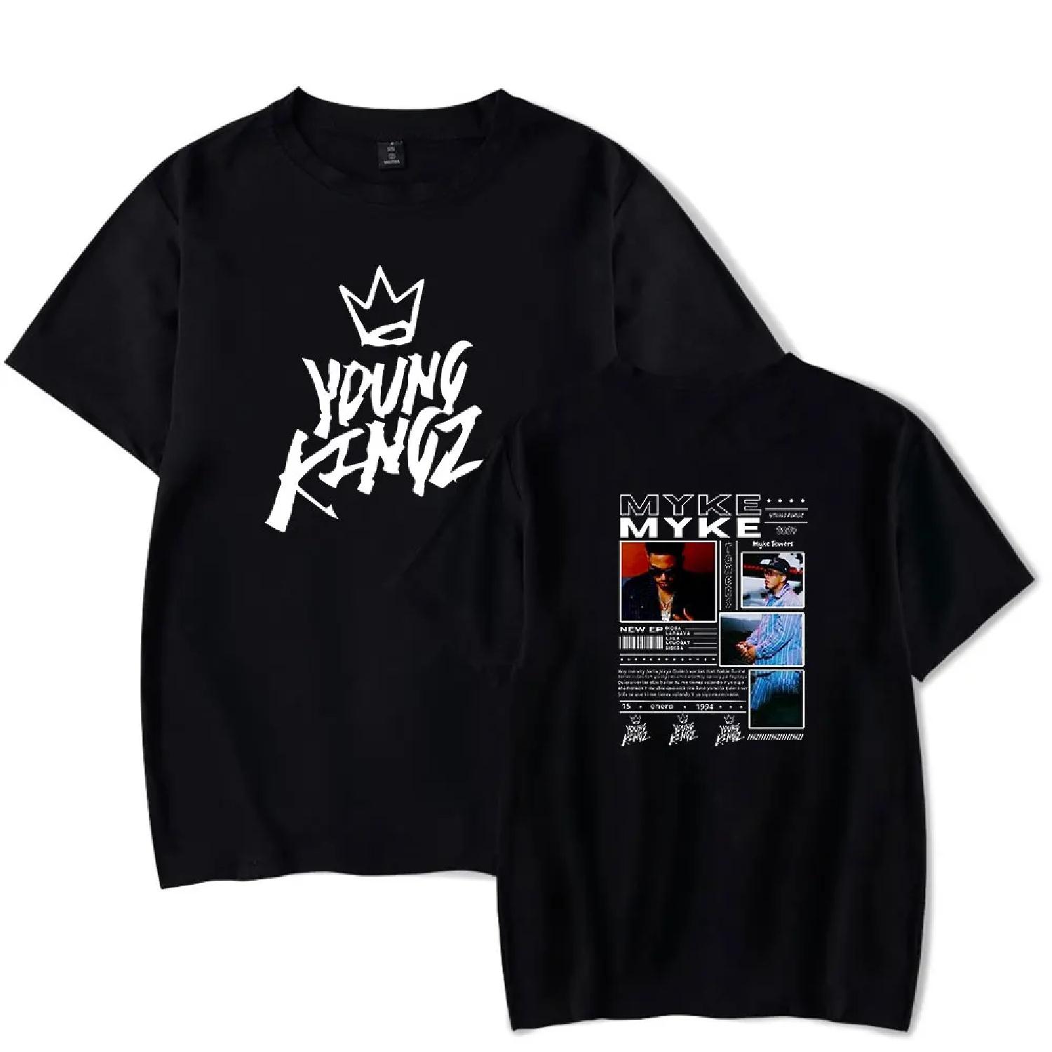 

Myke Towers Tshirt Crewneck Short Sleeve T-shirt Men Women Streetwear Printing Casual Fashion Hip Hop Clothes XXXXXL чорний