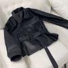 Lapel Waist Leather Jacket Women's Short Spring New Small Pu Leather Jacket Top