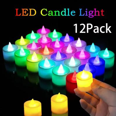 12 Pezzi Candela LED Colorata Senza Fiamma a Batteria Lumino Interruttore Candele Senza Fiamma Matrimonio Casa Natale Decorazione Candela