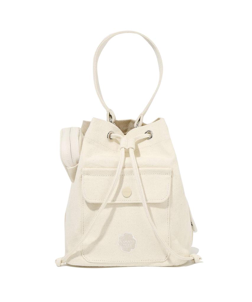Covernat Woman Clover Heart Canvas Bucket Bag Ivory
