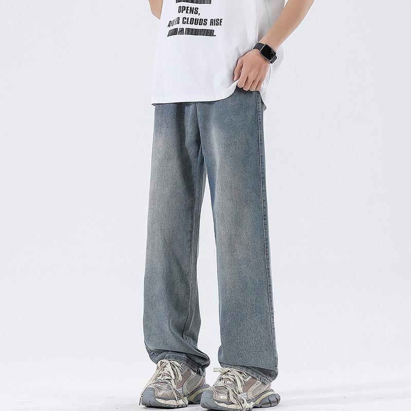 JYL New Wide Straight Jeans for Men, Basic Multicolor Universal Elastic Pants In Spring.