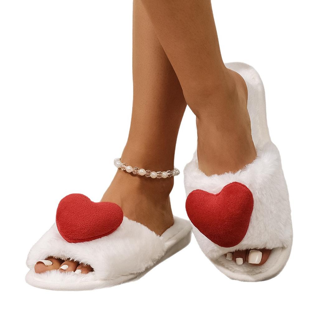 Fashion Love Fluffy Women's Slippers Home Winter Plush Luxury Designer Wholesale Woman Shoes Indoor Footwear Casual Fuzzy Fur Slides