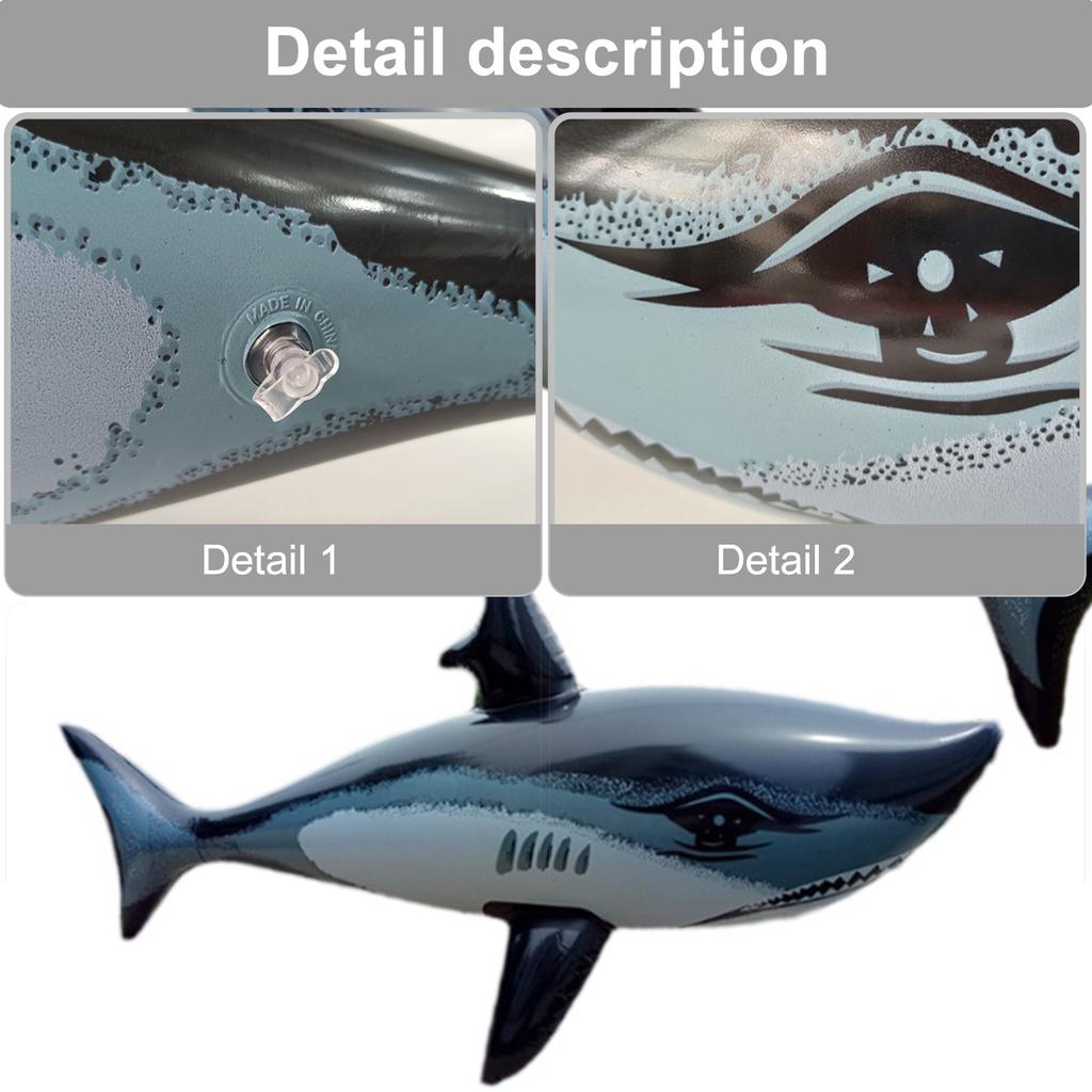 2PCS Inflatable Shark Float Cartoon Pool Raft for Kids Garden Water Pool Toy Foldable Leakproof Child Beach Play Favor
