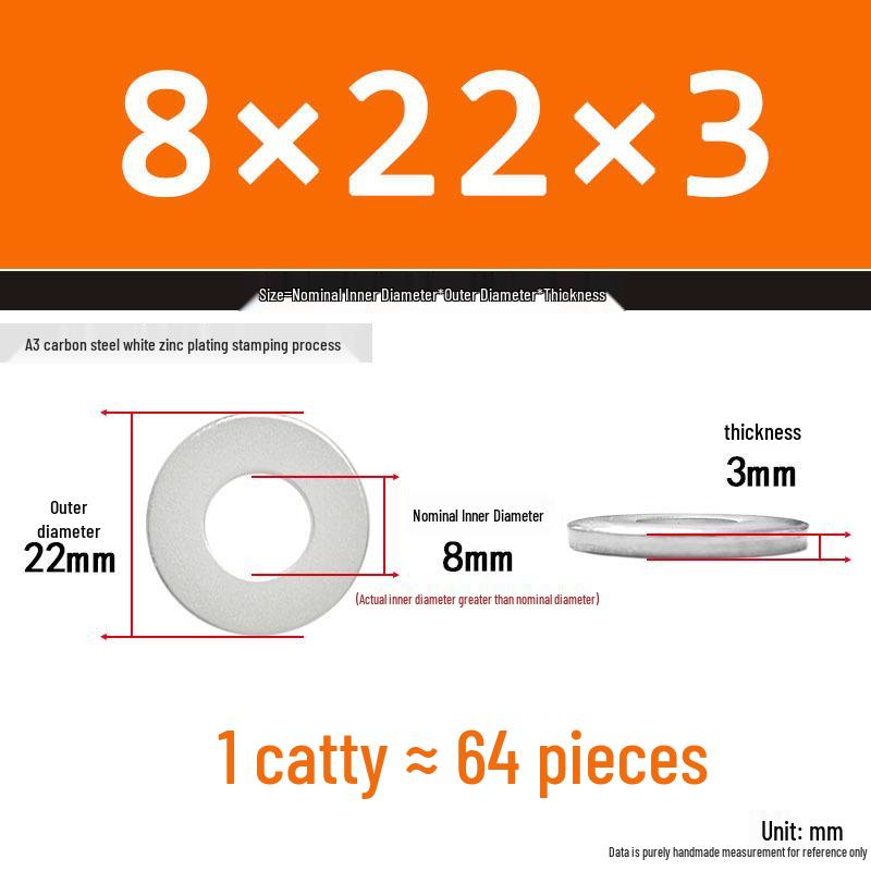 Extra Thick Galvanized Iron Flat Washer, Round, M3-M62
