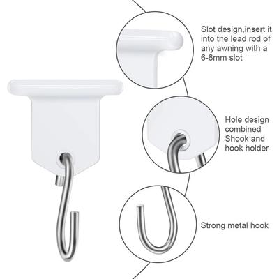16Pcs RV Awning Hooks S-SHAPED Piping Strip Hooks Camping Piping Rail Hook Universal Caravan Camper Accessories