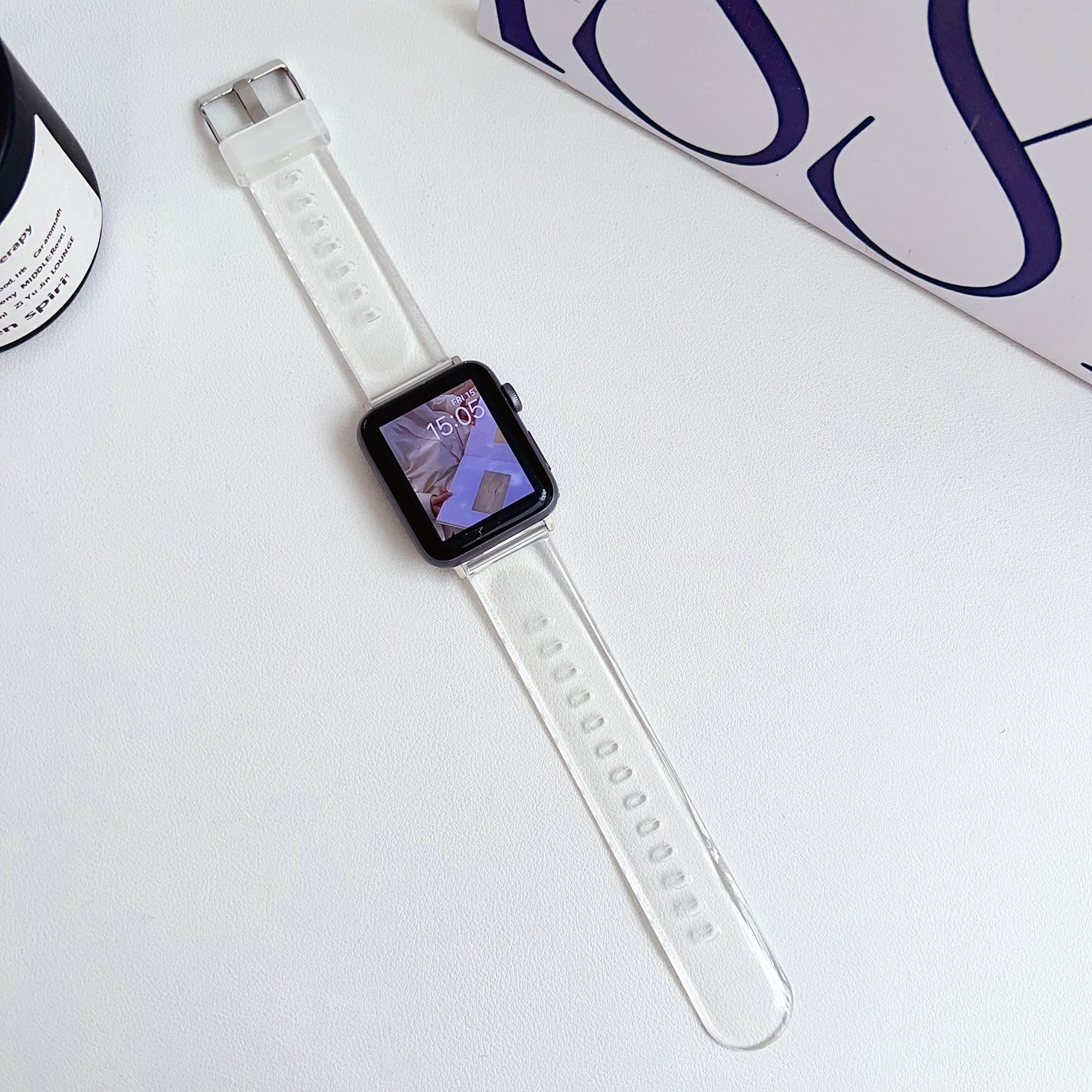 

Для Apple Watch 10 46мм/Ultra 2/Ultra 49мм/9 8 7 45мм/SE (2023) SE (2022) SE 6 5 4 44мм/3 2 1 42мм ТПУ Прозорий Ремінець для Годинника Transparent